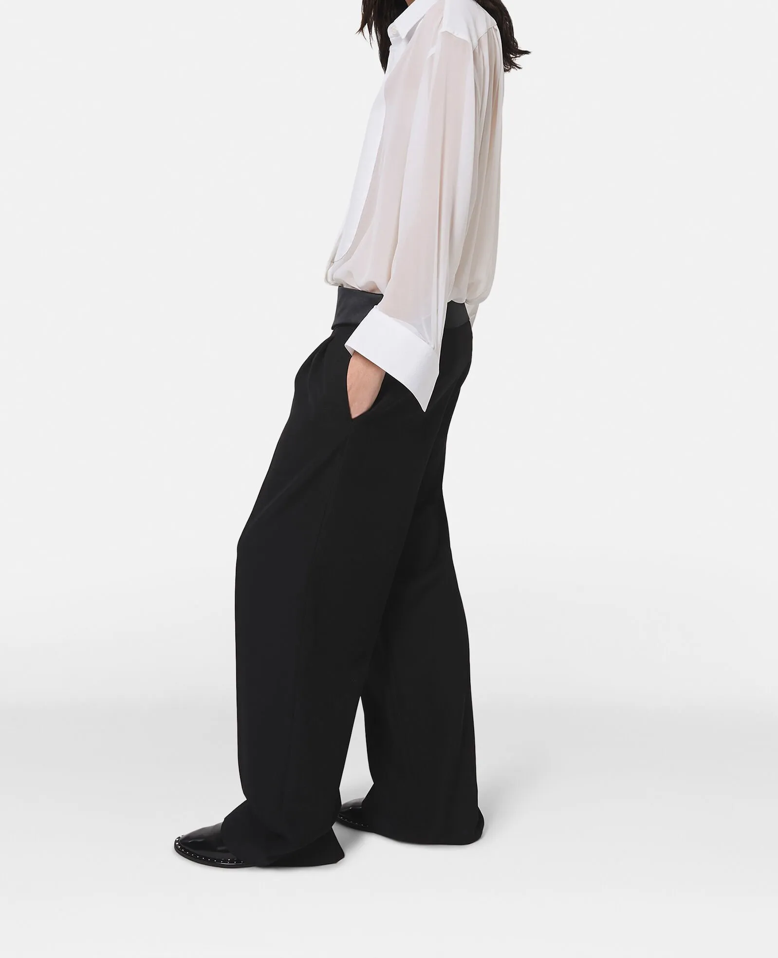 Wide Leg Tuxedo Trousers