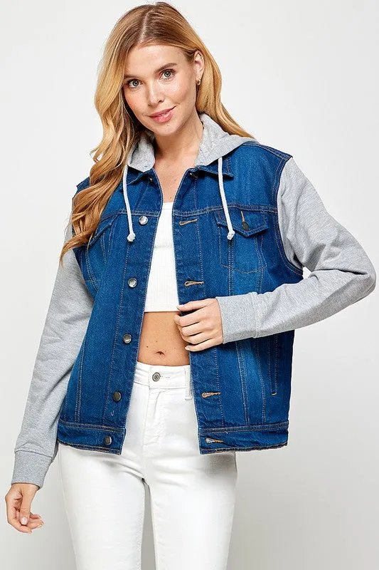 Winnie Women's Denim  Jacket with Fleece Hoodies