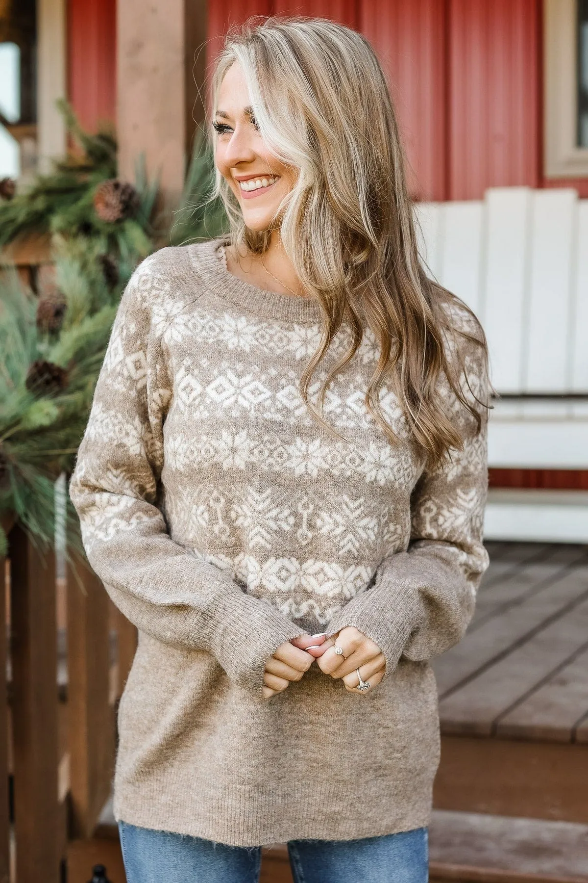 Winter Wonders Knit Sweater- Taupe