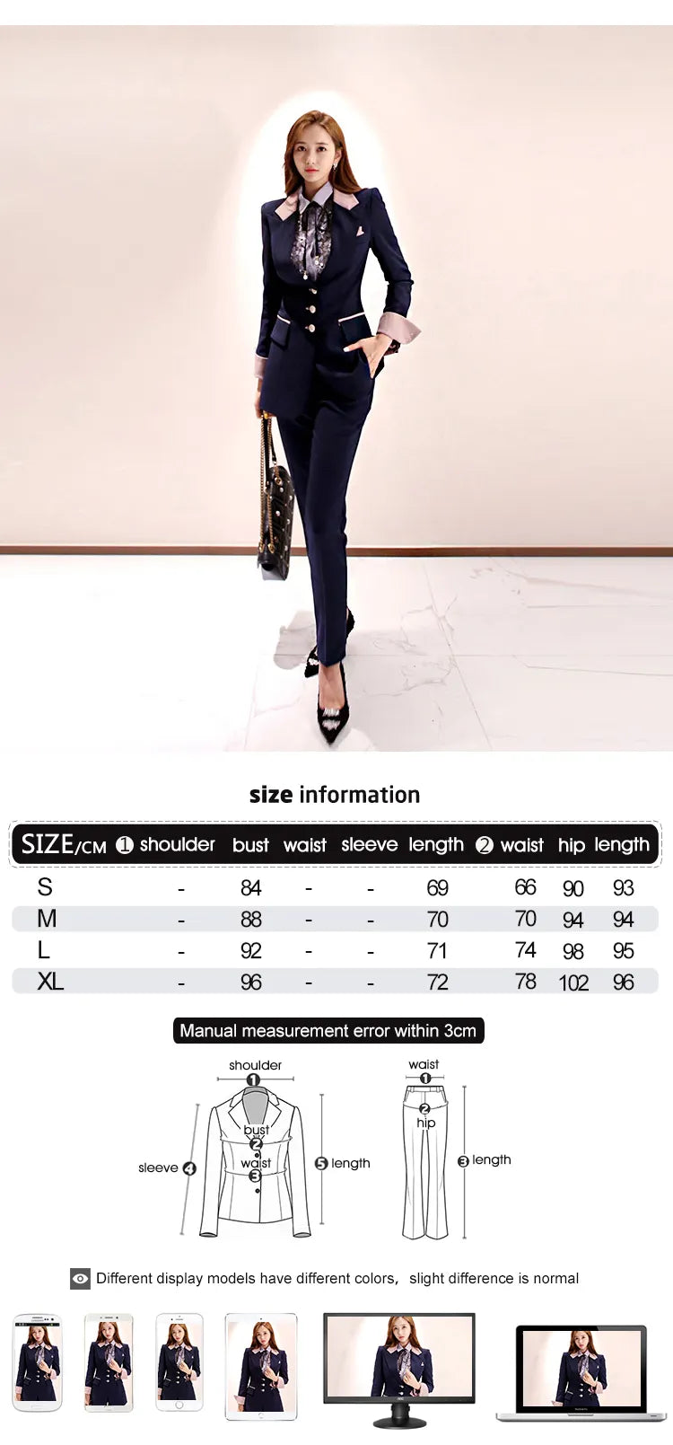 Women's Korean Chic Formal Style Single Breasted Blazer Wide Leg Pants Set