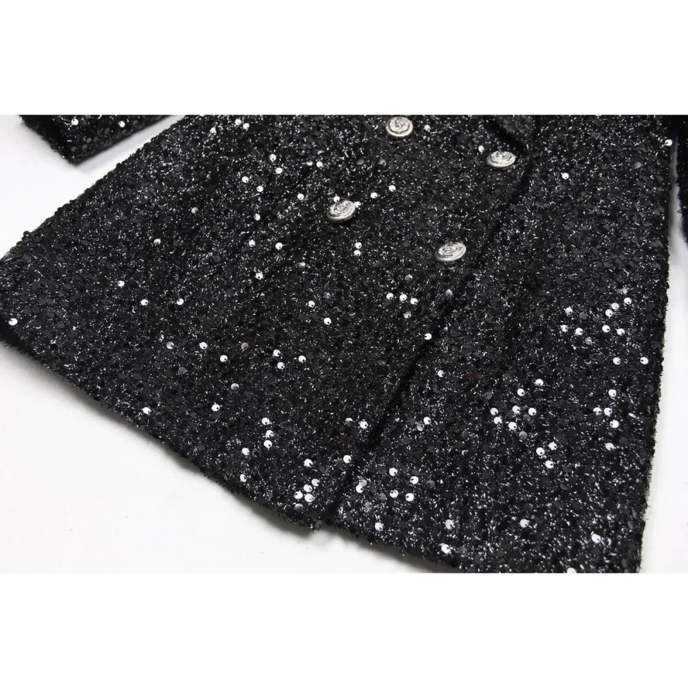 Women's Winter Fashion Heavy Sequins Waist Slimming High-End Blazer