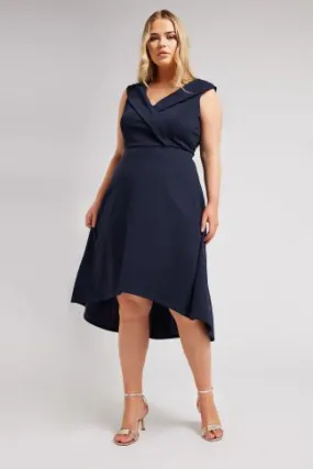 YOURS LONDON Curve Navy Blue Tuxedo Style Dress